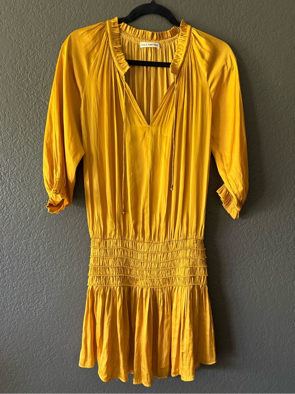 Ulla Johnson Smocked Waist Mini Dress Marigold Fall Romantic